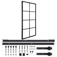 Vidaxl porte coulissante quincaillerie aluminium et verre esg 90x205cm 3056801