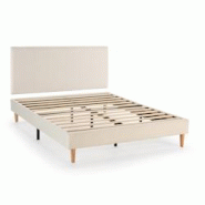 VS Venta-stock Sommier + tête de lit Niebla 140x200 cm Beige - beige polyester T24074