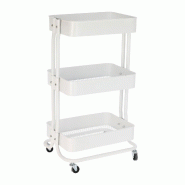 WellHome - Chariot de cuisine en fer blanc à roulettes et 3 tiroirs 46 x 33 x 76 cm - blanc acier WH15235 WellHome - Chariot de cuisine en fer blanc à roulettes et 3 tiroirs 46 x 33 x 76 cm - blanc acier WH15235