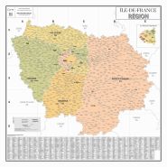 Carte administrative de la région île-de-france - poster plastifié 100x100cm