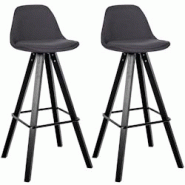 CLP Lot de 2 tabourets de bar Corbin en tissu carré Gris foncé/Noir - gris textile 327250 CLP Lot de 2 tabourets de bar Corbin en tissu carré Gris foncé/Noir - gris textile 327250