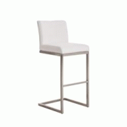 CLP Tabouret de bar Paros avec revêtement en tissu Blanc - blanc textile 10367302