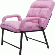 Décoshop26 - Chaise fauteuil lounge rembourrée dossier inclinable 160 kg métal réglable en tissu/textile rose FAL04051 - métal 3000417069604