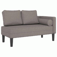 Décoshop26 - Méridienne chaise longue canapé pour intérieur avec coussins taupe tissu taupe DEC026102 - 3000255622917