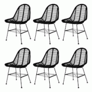Décoshop26 - Set de 6 chaises de salle à manger design rustique en rotin naturel noir DEC025701 - noir 3000255395958 Décoshop26 - Set de 6 chaises de salle à manger design rustique en rotin naturel noir DEC025701 - noir 3000255395958