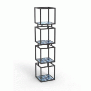 Etagère haute Minea Blue 4 tablettes en agate 38x38x173 cm
