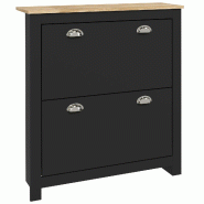 Helloshop26 - Armoire à chaussures d'entrée 79 x 23 x 90,5 cm abattante gain de place compartimenté 2 portes contemporain en MDF 21_0002631 - méta