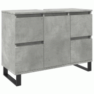 Helloshop26 - Armoire de lavabo moderne salle de bain 80 x 33 x 60 cm avec grand espace de rangement style industriel en bois gris 02_0051117 - gris B