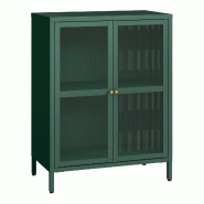 Helloshop26 - Buffet commode meuble de rangement salon entré chambre acier verre ondulé 84 x 64 x 35 cm vert sapin - vert verre 3000224482825