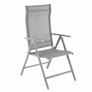 Helloshop26 - Chaise de jardin pliable siège d'extérieur cadre en aluminium robuste dossier réglable sur 8 positions charge 150 kg 12_0001680 - 300