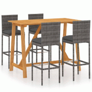 Helloshop26 - Ensemble de bar de jardin avec coussins 5 pièces gris - 3000733447766
