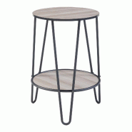 Helloshop26 - Table d'appoint avec étagère métal MDF 61 x 44 x 44 cm noir effet chêne 03_0010980 - noir métal 3000225511562