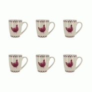 Novastyl - Lot 6 Mugs Gallina 38cl En Gres Gris Et Rouge - 3256391044575 Novastyl - Lot 6 Mugs Gallina 38cl En Gres Gris Et Rouge - 3256391044575