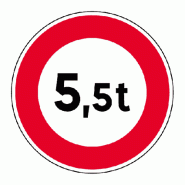 Panneau B13 -  Accès interdit aux véhicules ayant un poids supérieur panneau seul