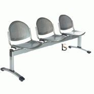 Poutre d'accueil en métal MIKE - 3 places, Argent_0