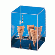 Présentoir pour 9 cornets de glace avec porte en acrylique transparent 31x31x38c