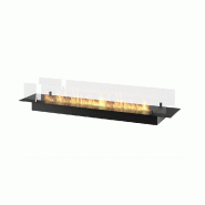 SOLOLED Brûleur Insert au Bioéthanol 150cm en Inox noir à encastrer ou à poser 5 lt avec vitres incluses - noir 803173013378