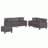 VidaXL Ensemble de canapés 3 pcs avec coussins gris similicuir Modèle Nova Élite - 3201931