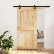 Vidaxl porte coulissante et kit de quincaillerie 100x210 cm pin massif 3203150 Vidaxl porte coulissante et kit de quincaillerie 100x210 cm pin massif 3203150
