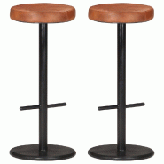 VidaXL Tabourets de bar lot de 2 marron cuir véritable Modèle Atlas Horizon Élite - 321875
