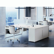 Bureau bench 2 personnes sur armoire coulissante bois blanc Bureau bench 2 personnes sur armoire coulissante bois blanc