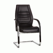 Chaise de conférence / siège à piètement luge / chaise VITORO V simili-cuir noir hjh OFFICE - noir plastique 600986