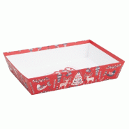 Corbeille carton kraft Scandinave rouge 36x27x7cm