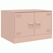 Décoshop26 - Table basse avec deux portes design industriel 67 x 50 x 44 cm acier rose DEC039914 - acier 3000264660047