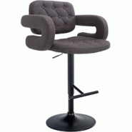 Décoshop26 - Tabouret de bar x1 avec repose-pied et accoudoirs capitonné en tissu gris foncé support en métal chromé 10_0004794 - gris 3000252295121 Décoshop26 - Tabouret de bar x1 avec repose-pied et accoudoirs capitonné en tissu gris foncé support en métal chromé 10_0004794 - gris 3000252295121