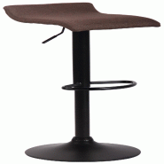 Décoshop26 - Tabouret de bar x1 design minimaliste hauteur réglable repose-pieds en tissu marron et métal noir 10_0005934 - marron métal 3000265302724