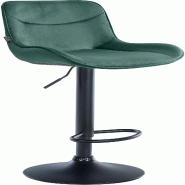 Décoshop26 - Tabouret de bar x1 pivotant forme ergonomique surpiqûres décoratives en velours vert cadre en métal noir 10_0006228 - noir métal 300