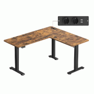 Helloshop26 - Bureau électrique réglable en hauteur table d'angle 140 x 160 cm avec multiprise fonction mémoire 2 hauteurs pour 12_0004614 - acier