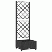 Helloshop26 - Jardinière bac lit surélevé plantes fleurs terrasse jardin avec treillis 40 x 40 x 121,5 cm PP noir 02_0038285 - 3000214206578 Helloshop26 - Jardinière bac lit surélevé plantes fleurs terrasse jardin avec treillis 40 x 40 x 121,5 cm PP noir 02_0038285 - 3000214206578