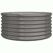 Helloshop26 - Jardinière ronde de jardin acier galvanisé extérieure 80 x 80 x 36 cm très robuste finition mate en acier gris 02_0046558 - gris aci