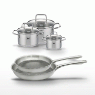 Lot de 2 poêles 24/28 cm Elo Relief Passion et 3 faitouts en inox Elo Citrin - gris Acier inoxydable 18/10 3176239953749