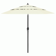 Parasol de jardin à 3 niveaux avec mât en aluminium sable 2,5 m Modèle Solaris Sud - 313860