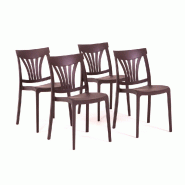 RATTATAN Set 4 Chaises en polypropylène avec fibre de verre empilables pour extérieur et jardin, bar et restaurant, cuisine design moderne - GINA -