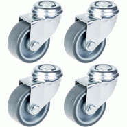 Roulette 50mm 2" à bandage caoutchouc gris, pivotante, capacité 160kg, jeu de 4 Roulette 50mm 2" à bandage caoutchouc gris, pivotante, capacité 160kg, jeu de 4