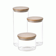 San Ignacio - Lot de 3 bocaux en verre borosilicate (0,6 / 1,4 / 2,1 L) pour le stockage des aliments - Natur - transparent verre Q4232