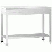 Table inox de découpe avec plan blanc - Profondeur 600 mm | Ggm - 800_0