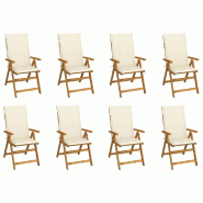 VidaXL Chaises Pliables De Jardin Avec Coussins Lot De 8 Bois D Acacia - beige 3075056