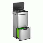 Wellhome WELL HOME - Poubelle de Recyclage 67L (42L+25L) à 2 compartiments, ouverture automatique en acier inoxydable - gris inox WH13931 Wellhome WELL HOME - Poubelle de Recyclage 67L (42L+25L) à 2 compartiments, ouverture automatique en acier inoxydable - gris inox WH13931