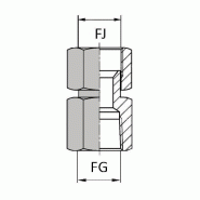 Adaptateurs - Droit femelle tournant JIC - X femelle gaz cylindrique - FJ7/16 / FG1/4 - Ø FJ 7/16' (9.71 mm) - Ø FG 1/4' (11.44 mm) - JFFG000404