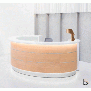 Banque d'accueil arrondie Valde - MDD - Chêne Ambré