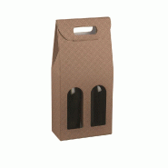 Boîte 2 bouteilles carton imprimé matelassé taupe - par 10