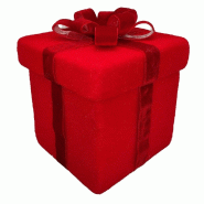 Cadeau velours rouge ruban rouge 25x25x31cm