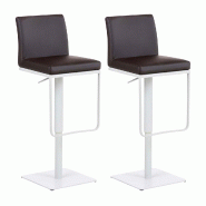 CLP Lot de 2 tabouret de bar Panama similicuir Marron/Blanc - marron polyester 307837
