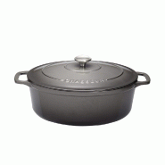 Cocotte ovale 31 cm chasseur gris caviar interieur noir 600 cl Ovale Fonte émaillée Chasseur 39x24.5 cm - gris 3244334731897