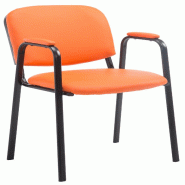 Décoshop26 - Chaise visiteur avec accoudoirs intégrés zone d'attente en PVC orange piètement à 4 pieds en métal noir 10_0003381 - noir métal 30