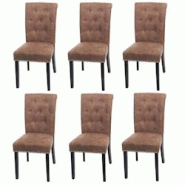 Décoshop26 - Lot de 6 chaises de salle à manger design chesterfield avec rivets métalliques décoratifs tissu marron foncé 04_0007621 - marron 300 Décoshop26 - Lot de 6 chaises de salle à manger design chesterfield avec rivets métalliques décoratifs tissu marron foncé 04_0007621 - marron 300